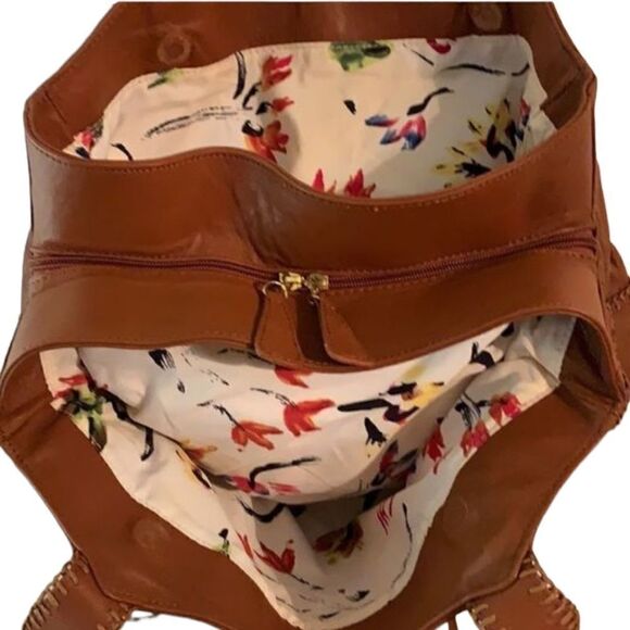 CHI by Falchi Purse Brown Leather & Reptile Satchel Bag - Picture 10 of 11